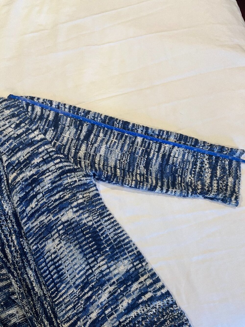 Alfred Dunnaer Open Front Sweater - Blue & White - PXL - Like New - Picture 7 of 8